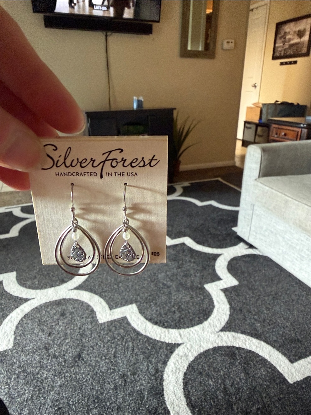 Silver Forest Silver Teardrop Double Hoop Earrings - Picture 2 of 3